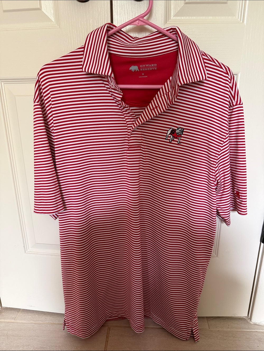 Onward Reserve Red & White Stripe Performance Polo